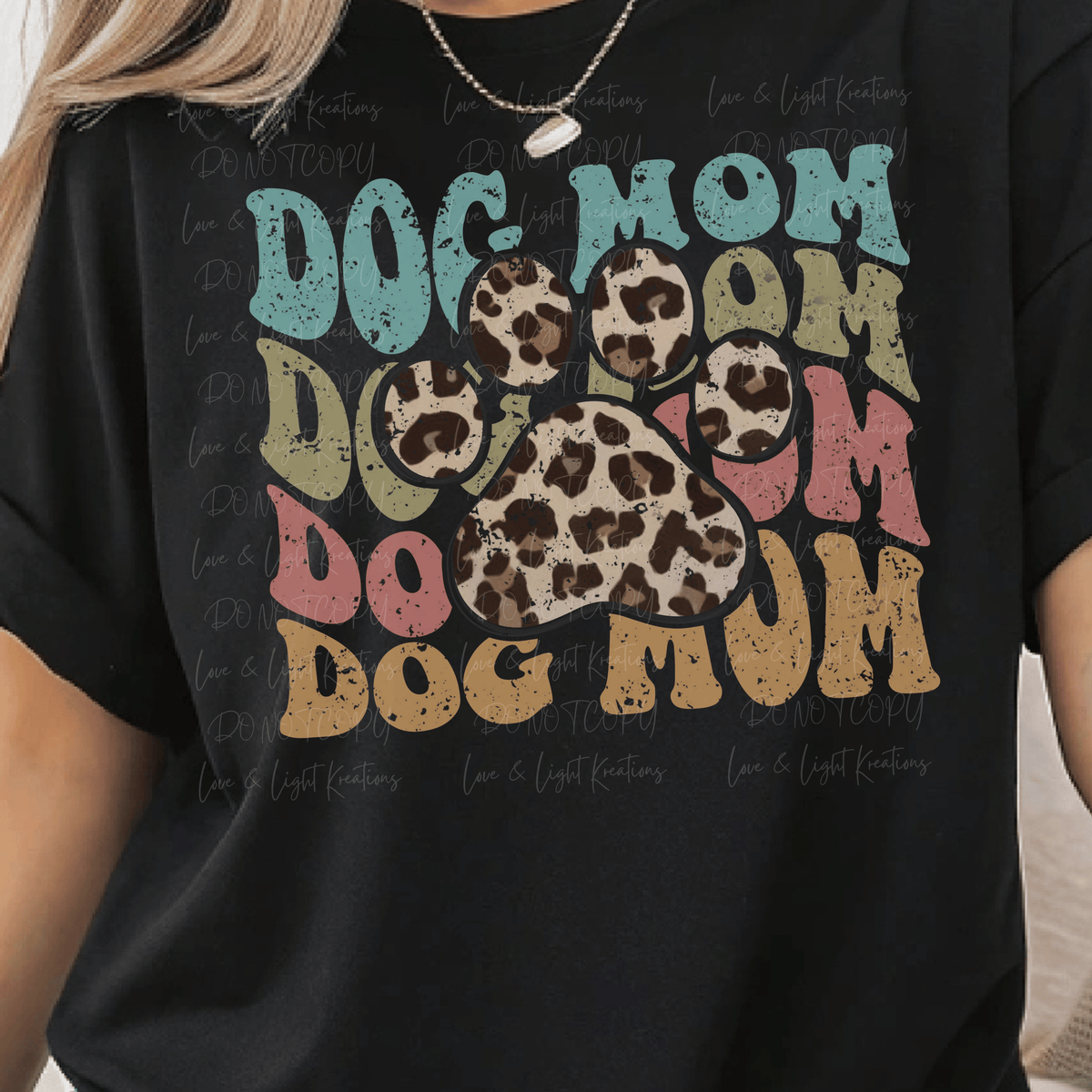 Distressed Retro Dog Mom with Leopard Print