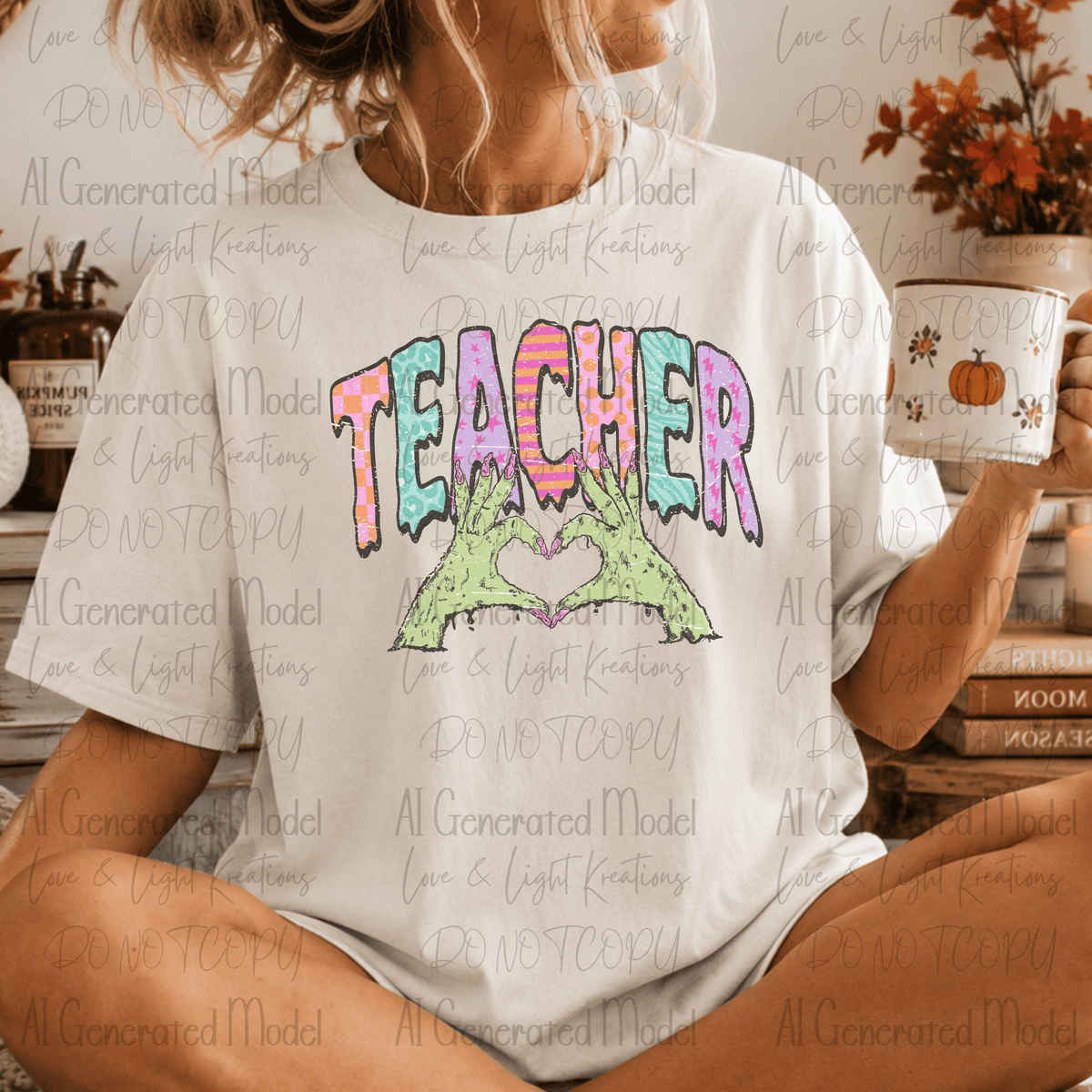 Distressed Teacher Monster Hands Heart