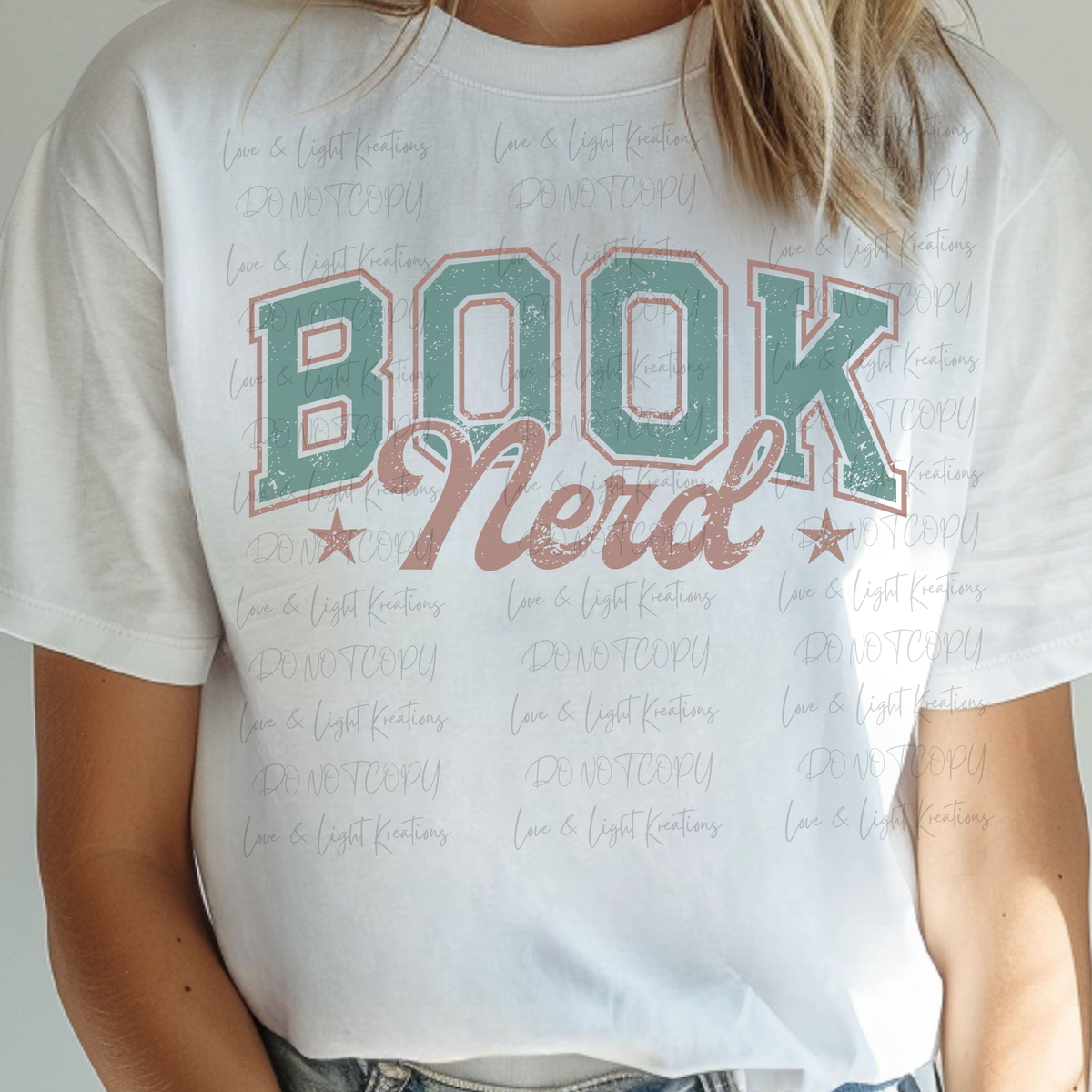 Distressed Teal and Brown Book Nerd