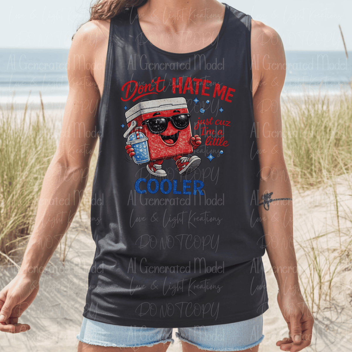 Don't Hate Me Just Cuz I'm a Little Cooler Walking Red Cooler with Drink
