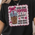 Drink Some Coffee and Pretend You Know What You're Doing Pink Striped Stamp