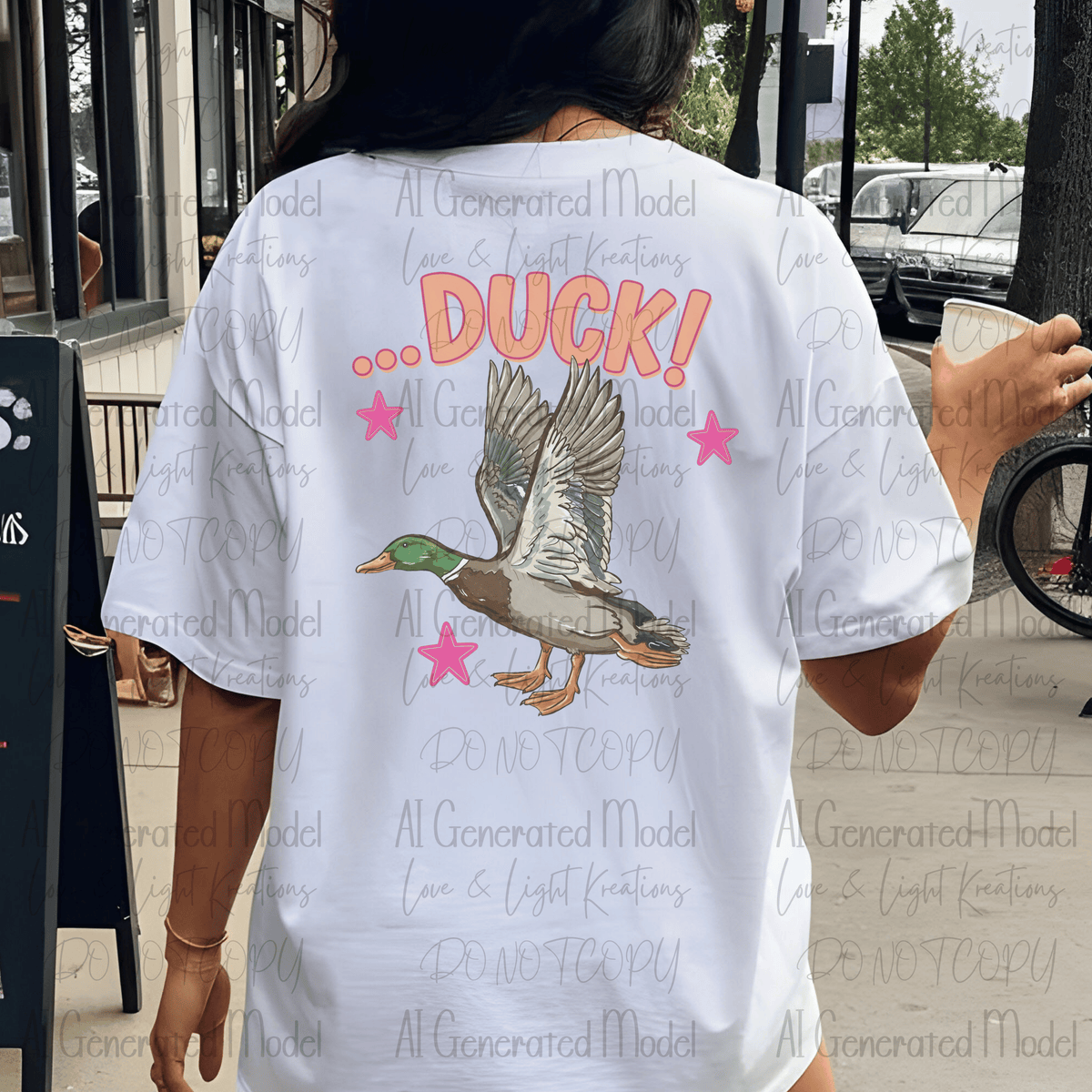 Duck Flying Duck Pink Stars
