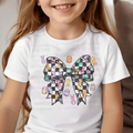Easter Bunnies and Eggs with Checkered Coquette Bow