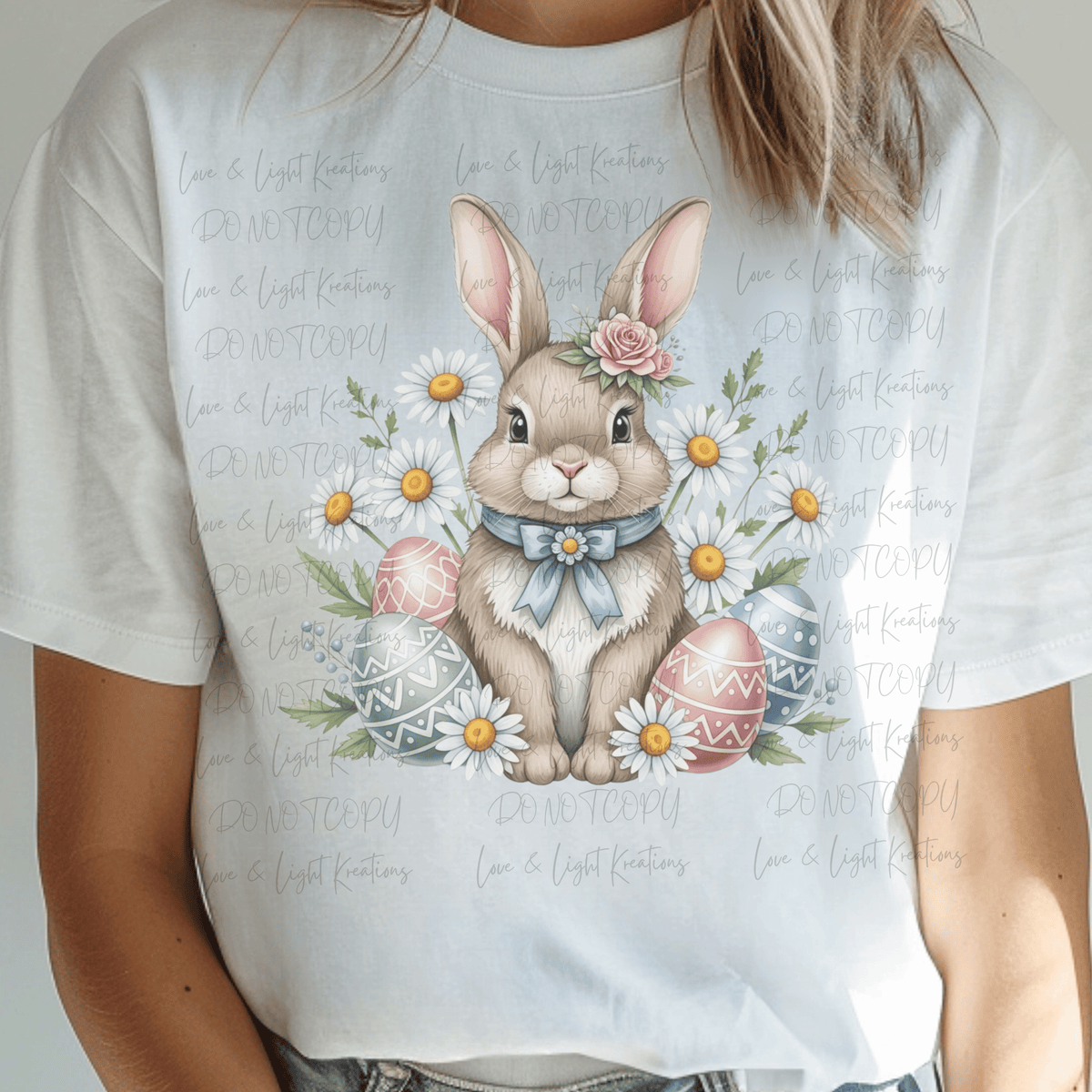 Easter Bunny with Easter Eggs and Flowers