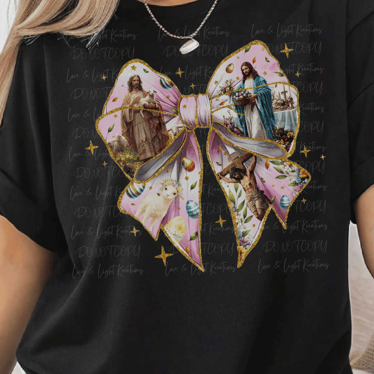 Easter Coquette Bow with Faith Symbols
