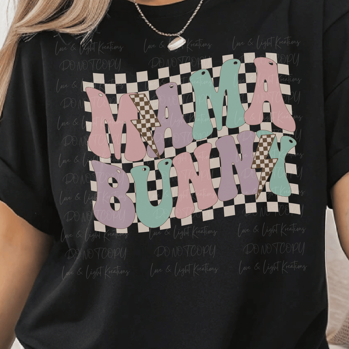 Easter Retro Pastel Mama Bunny Checkered