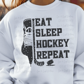 Eat Sleep Hockey Repeat with Skate, Stick, and Puck