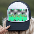Edgy Retro Green Flame Hat Background