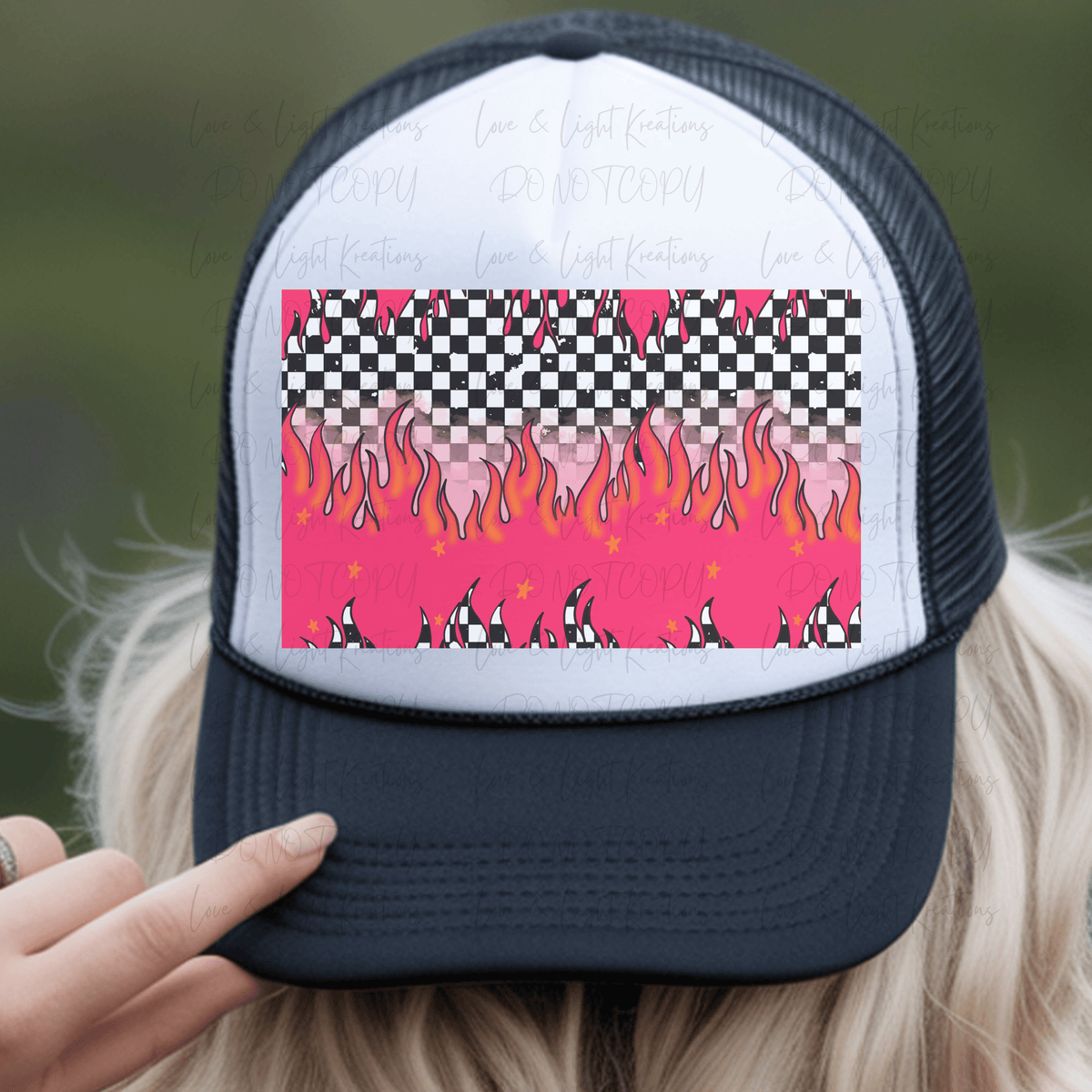 Edgy Retro Pink Flame Hat Background