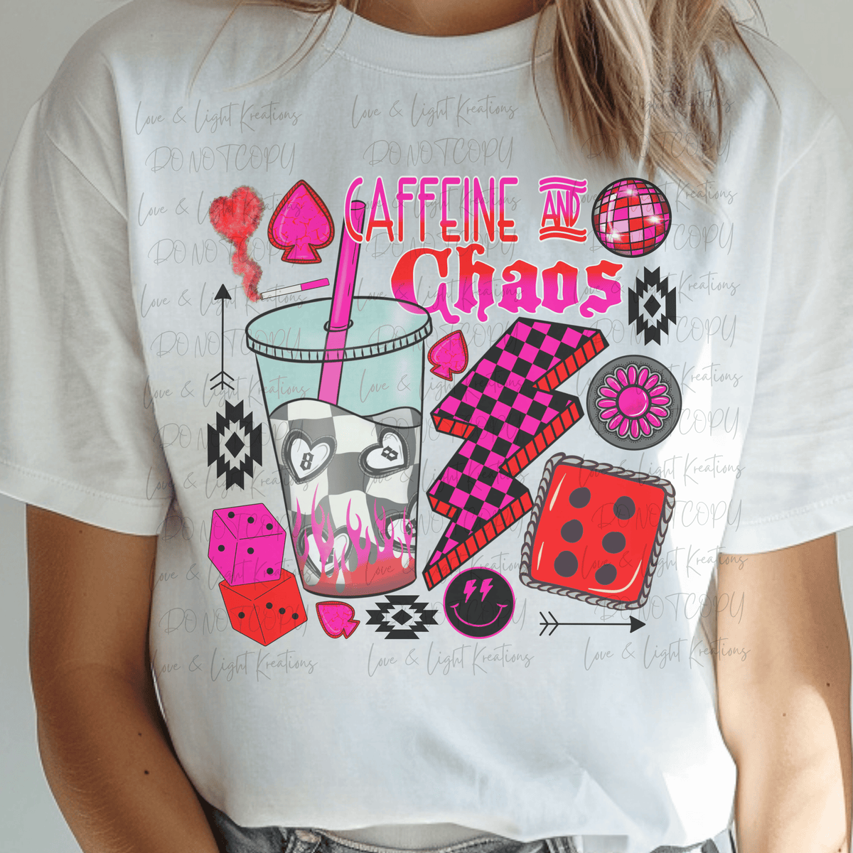Edgy Western Caffeine and Chaos with Red and Pink Elements