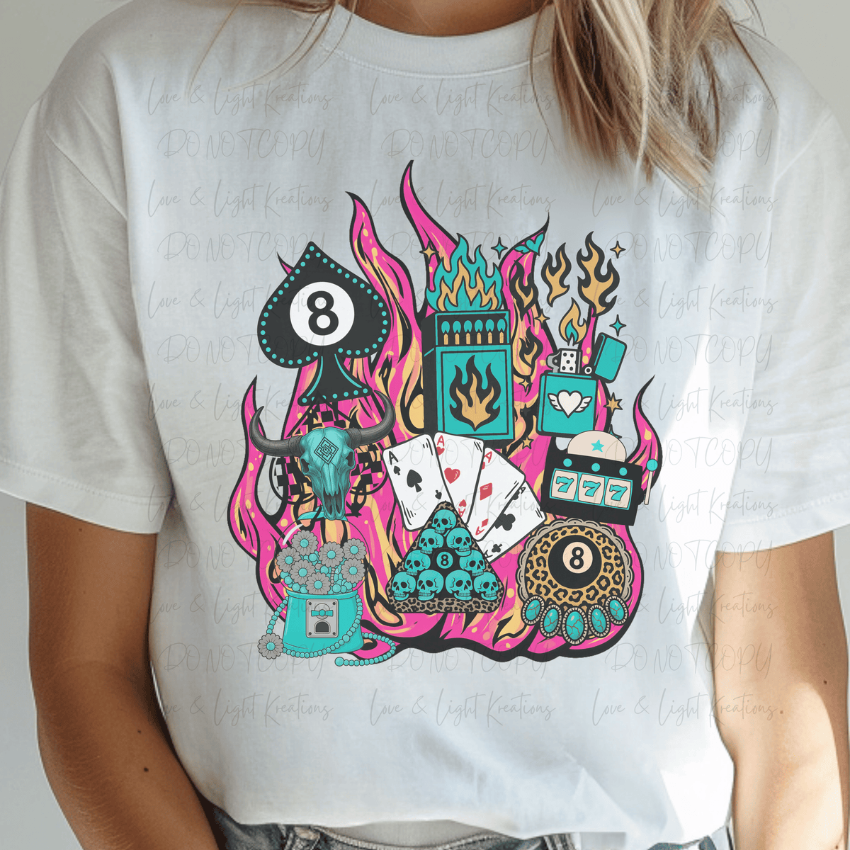 Edgy Western with Teal Elements and Pink Flames