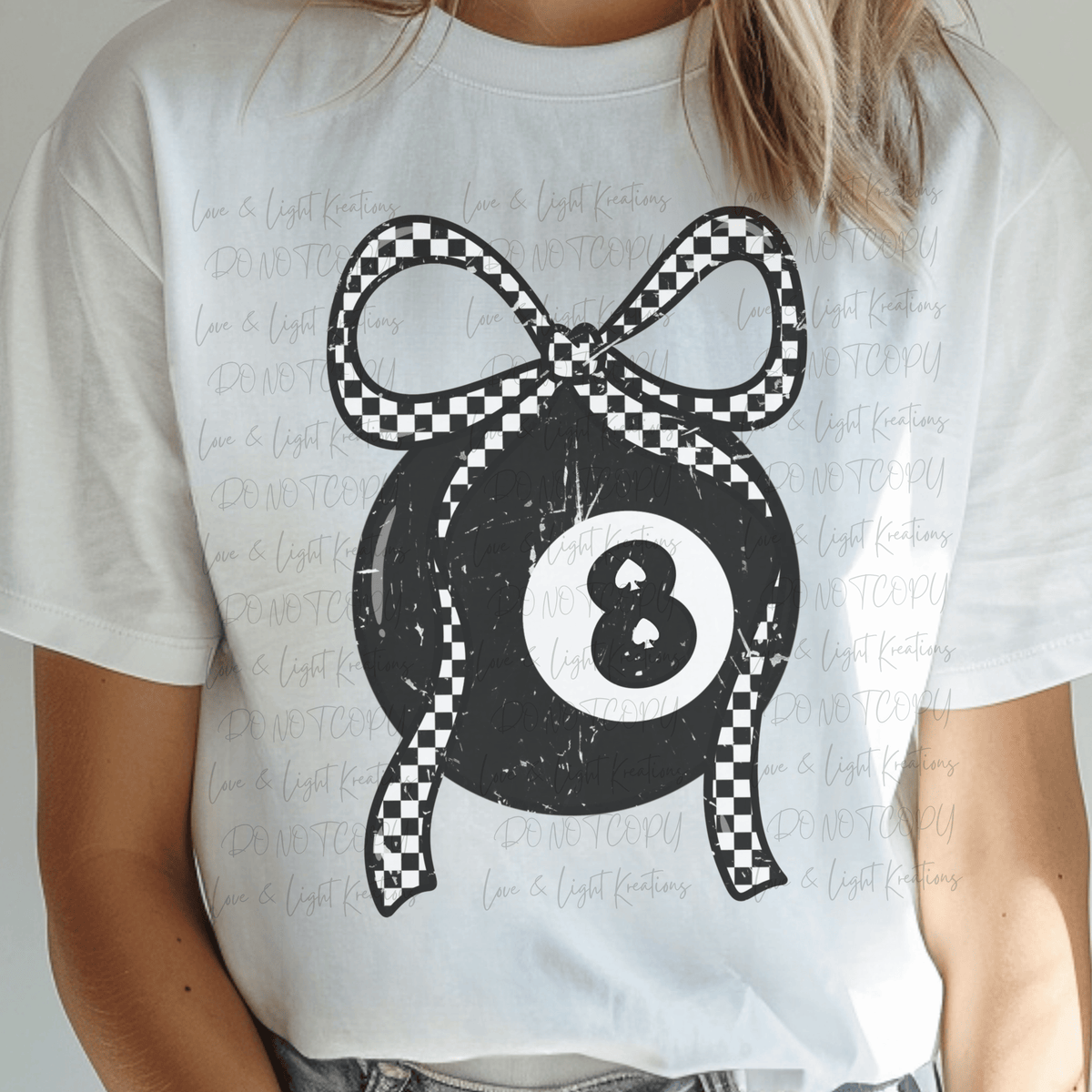 Eight Ball with Checkered Coquette Bow