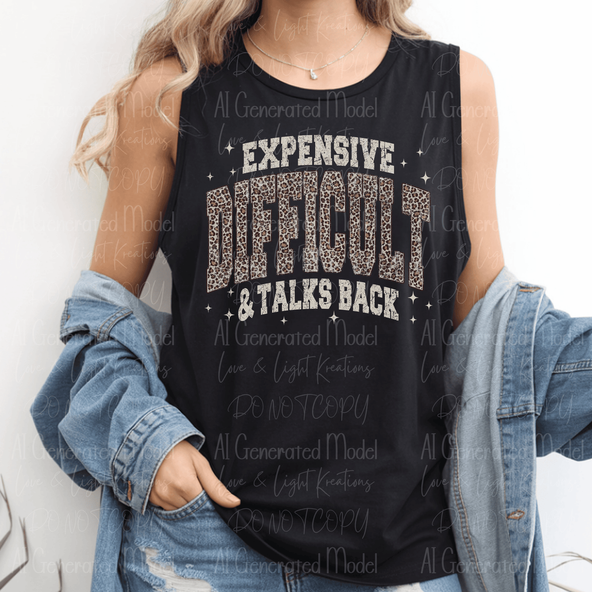 Expensive Difficult and Talks Back Leopard Print with TanLetters