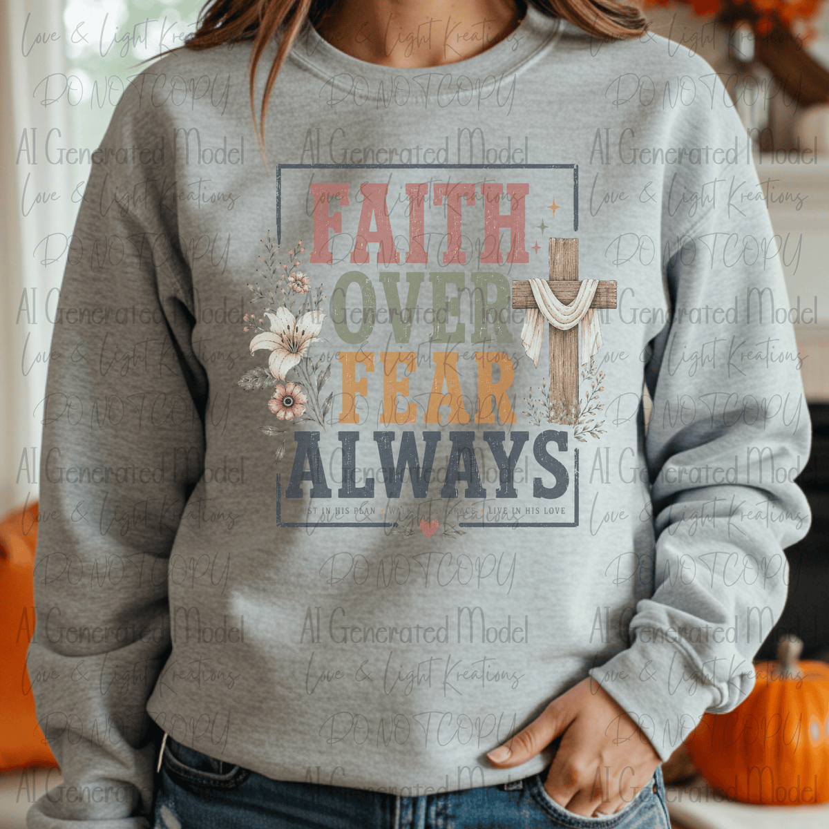 Faith Over Feat Always Trust in His Plan, Walk in His Grace Live in His Love Floral