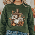Fall Boho Rustic Floral Pumpkin Cross