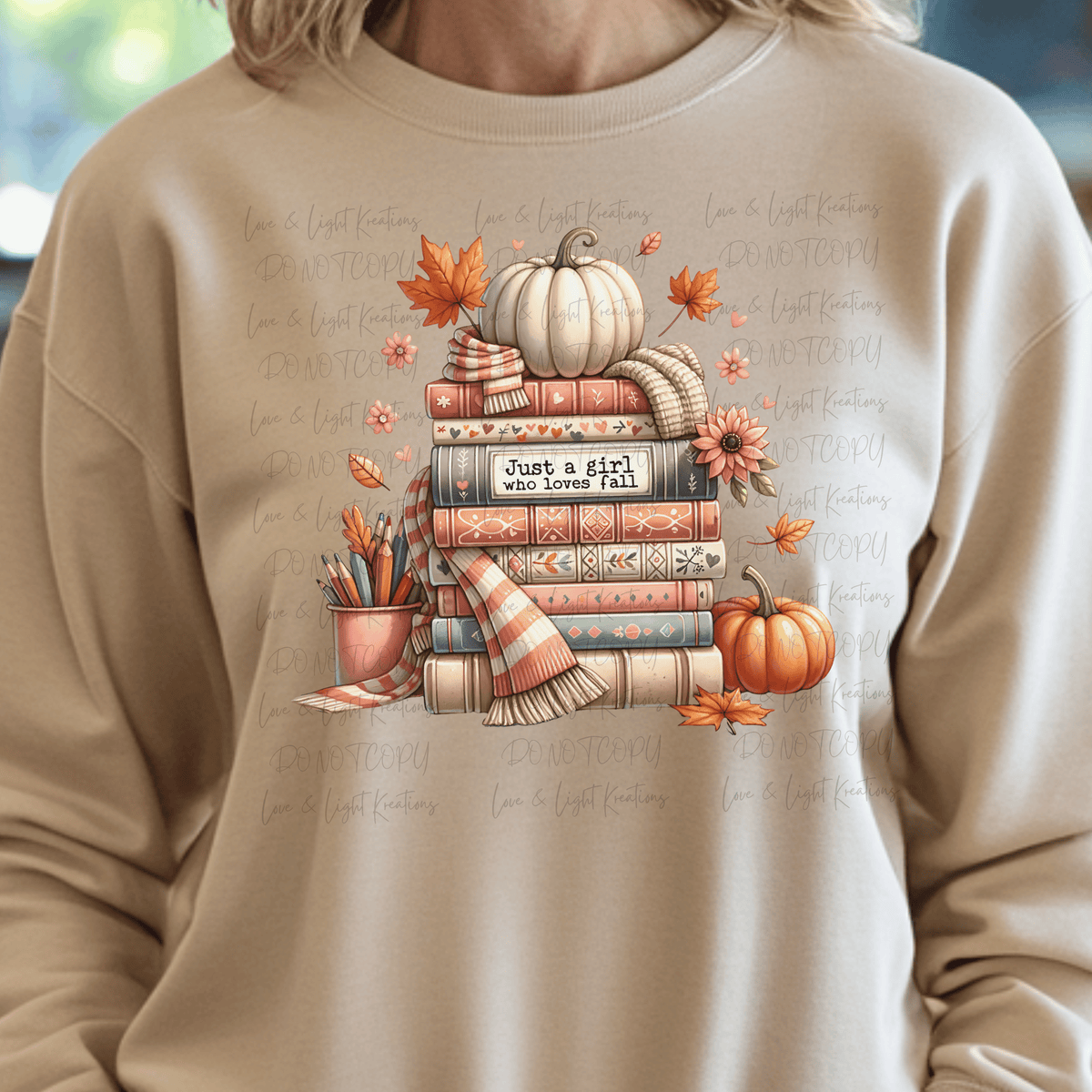 Fall Just a Girl Book Stack