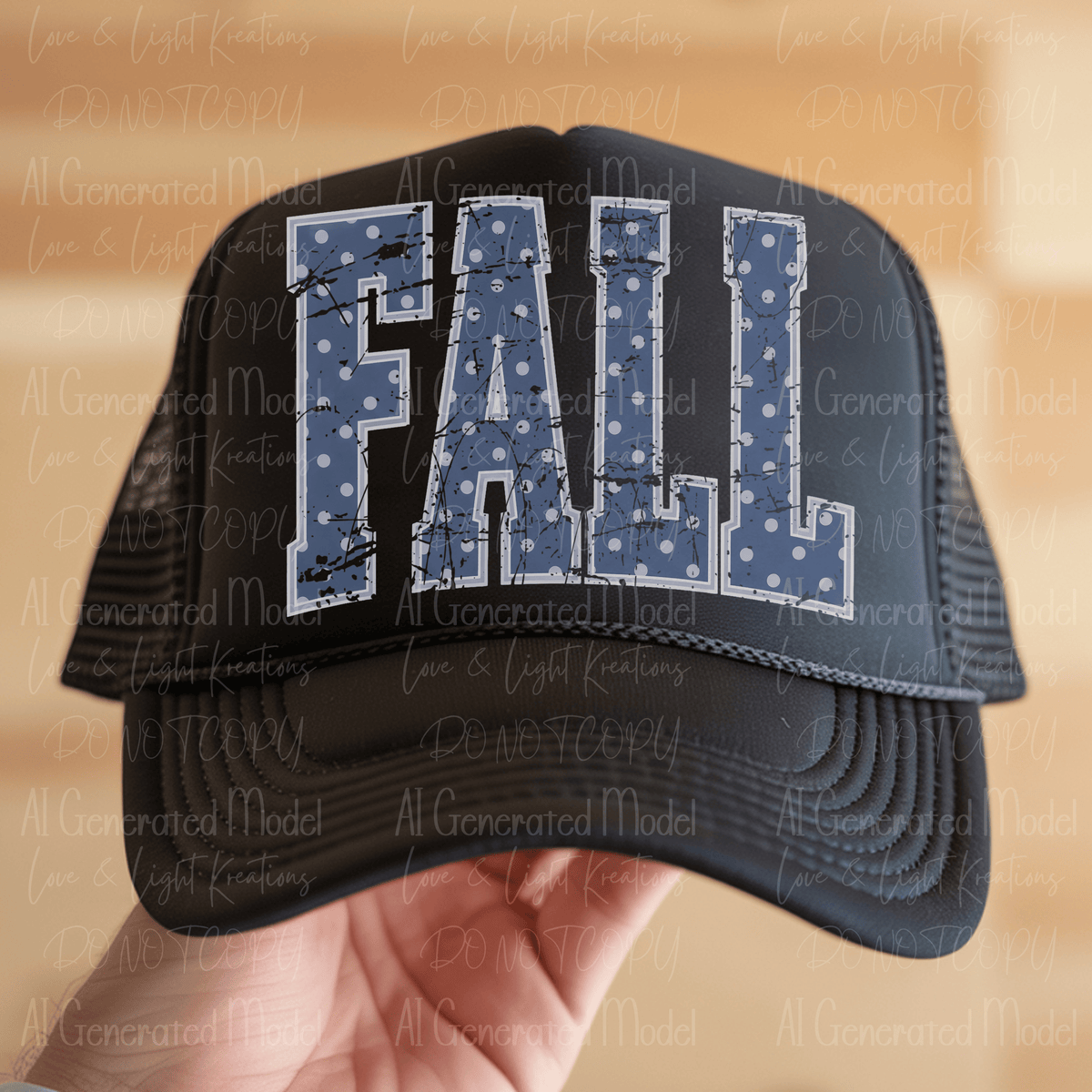 Fall Polka Dots Distressed Blue