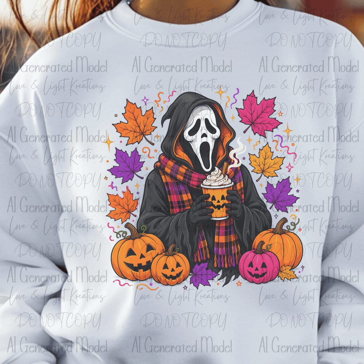 Fall Scream Ghost Jack-o-lantern with Latte