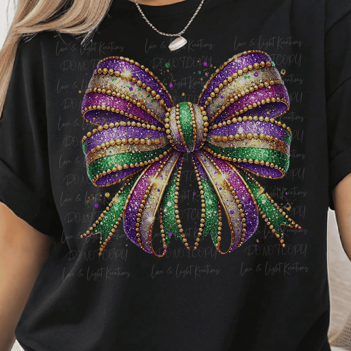 Faux Bling Mardi Gras Coquette Bow