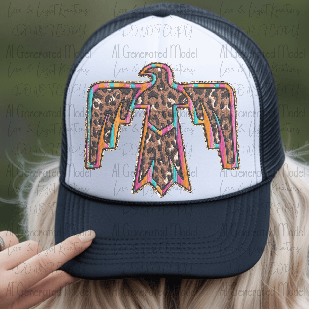 Faux Embroidered Western Bird