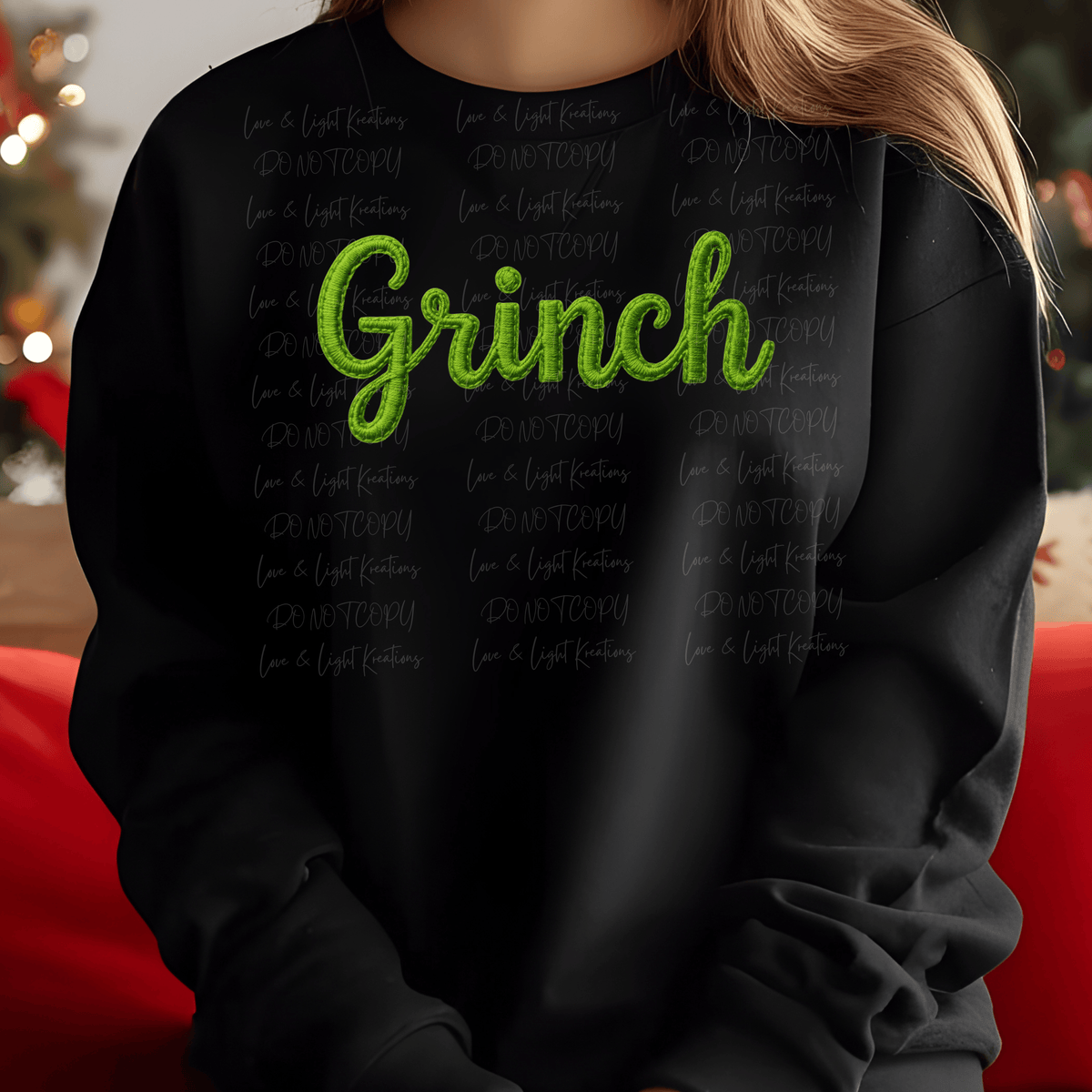 Faux Embroidery Green Who Name