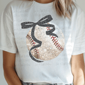 Faux Glitter Baseball with Black Glitter Bow