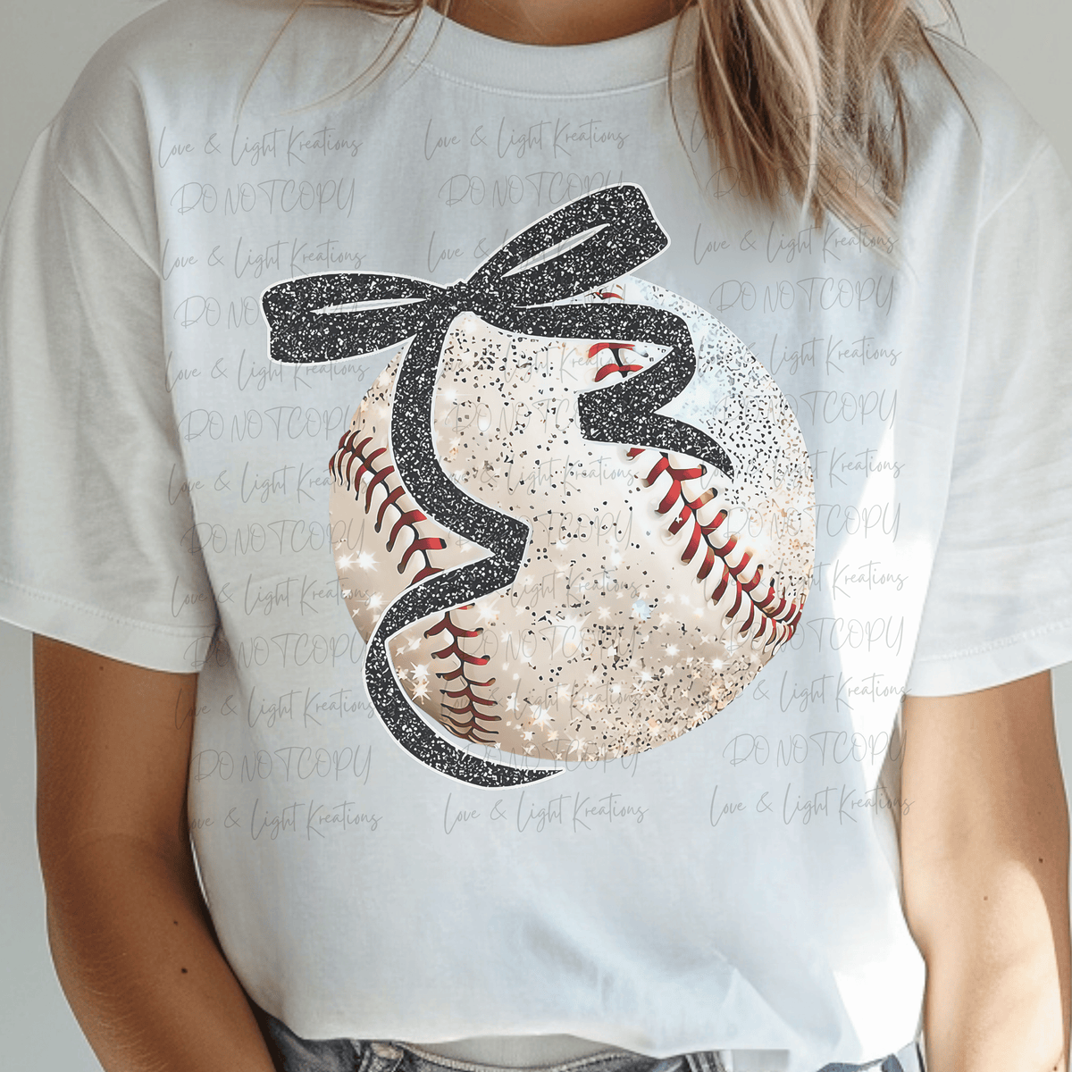 Faux Glitter Baseball with Black Glitter Bow