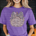 Faux Glitter Camo Pumpkin Checkered Coquette Bow