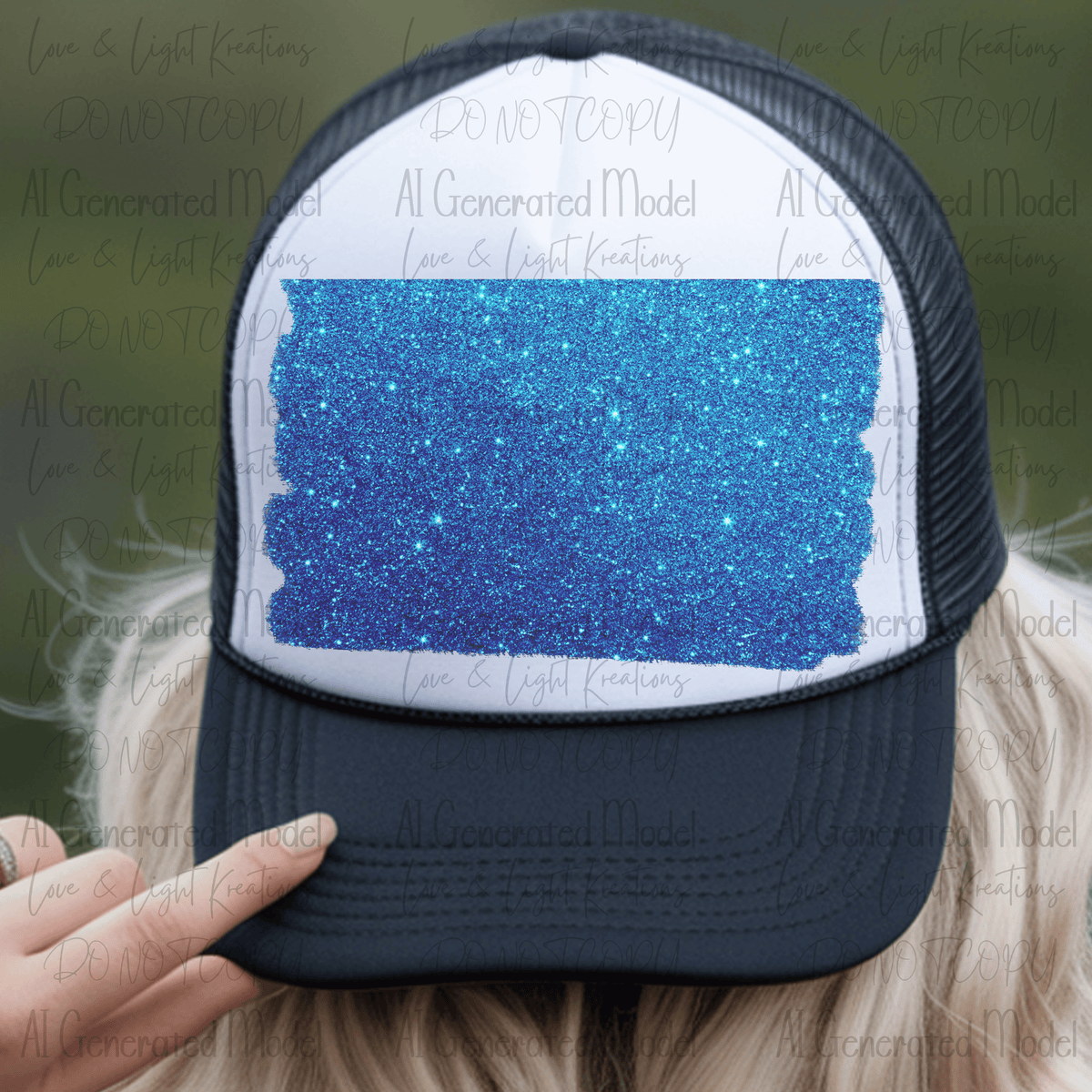 Faux Glitter Hat Background Blue