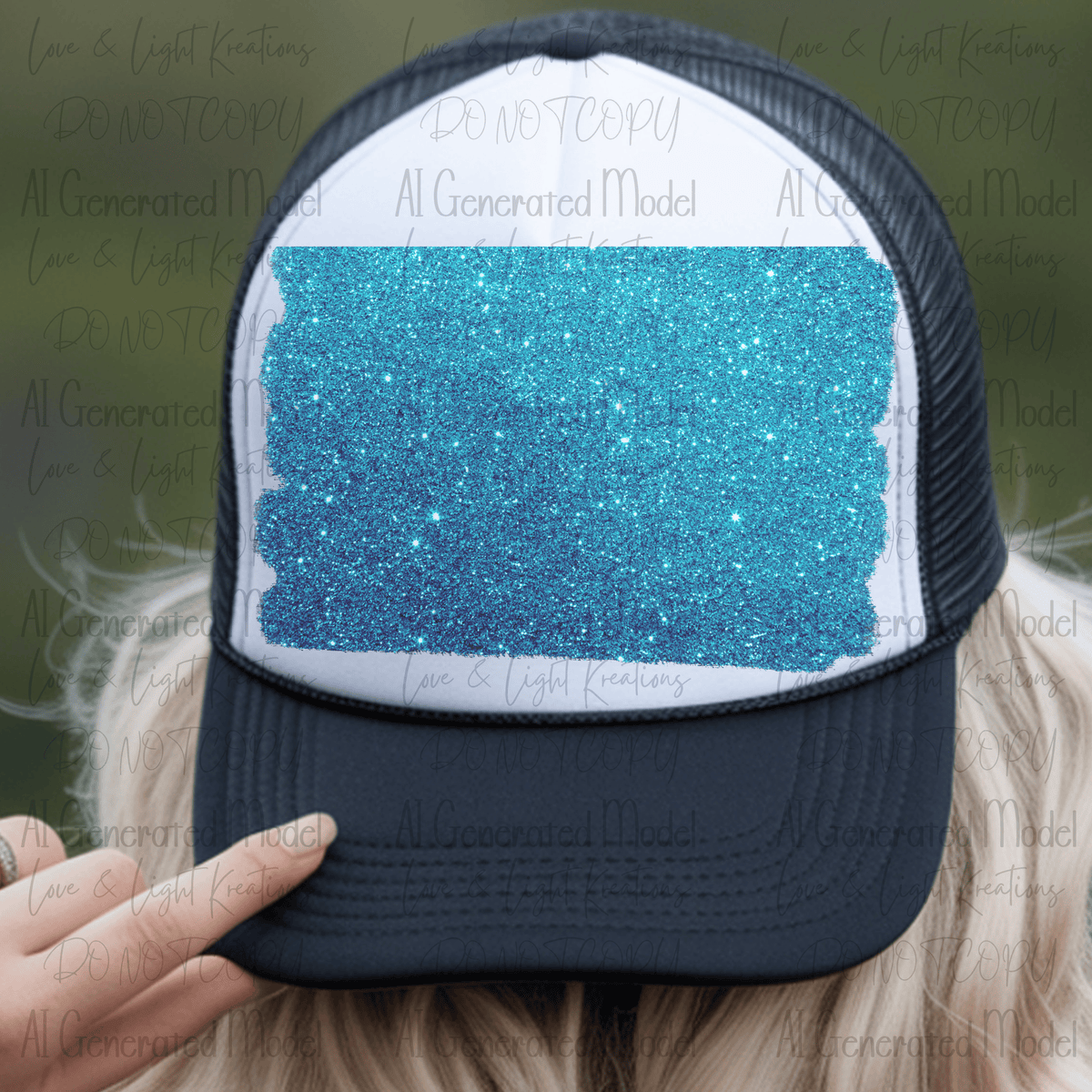 Faux Glitter Hat Background Light Blue