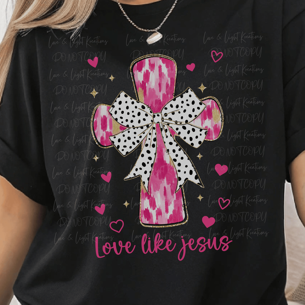Faux Glitter Love Like Jesus Paint Stroke Cross