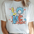 Faux Glitter Love with Red and Blue Dots and  Theodor Geisel Characters