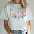 Faux Glitter Pink Heart Love Like Jesus