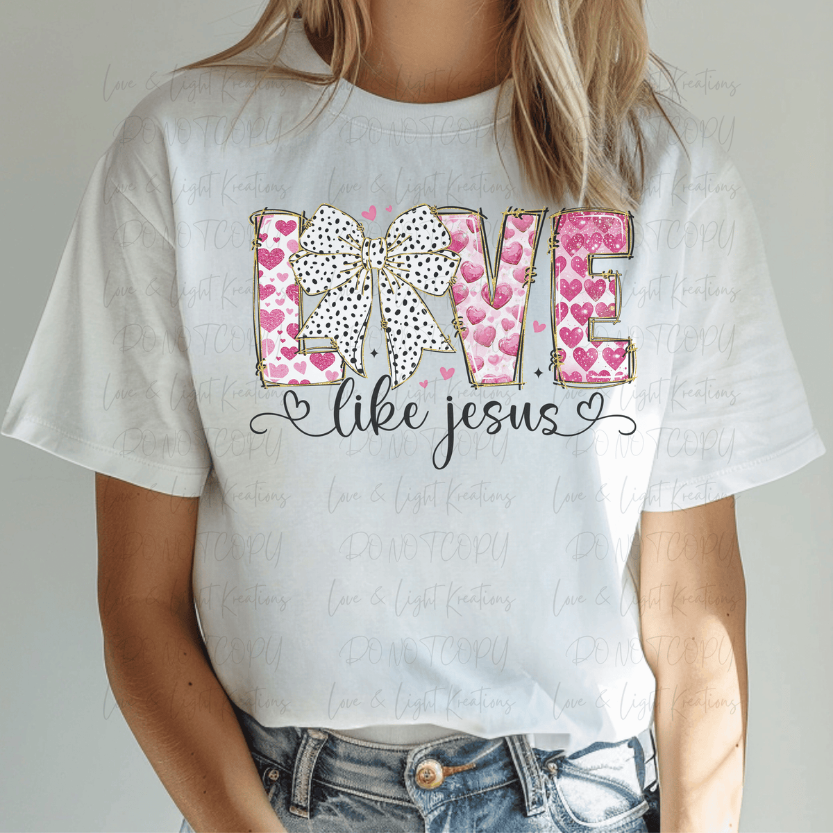 Faux Glitter Pink Heart Love Like Jesus