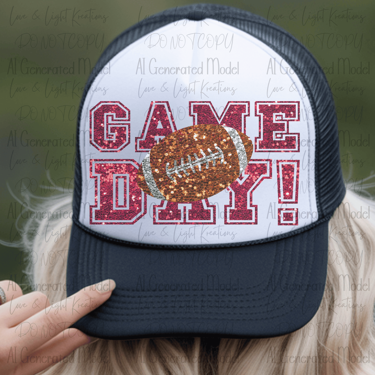 Faux Glitter Red Game Day with Football
