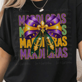 Faux Glitter Repeated Mardi Gras Fleur de lis Bow