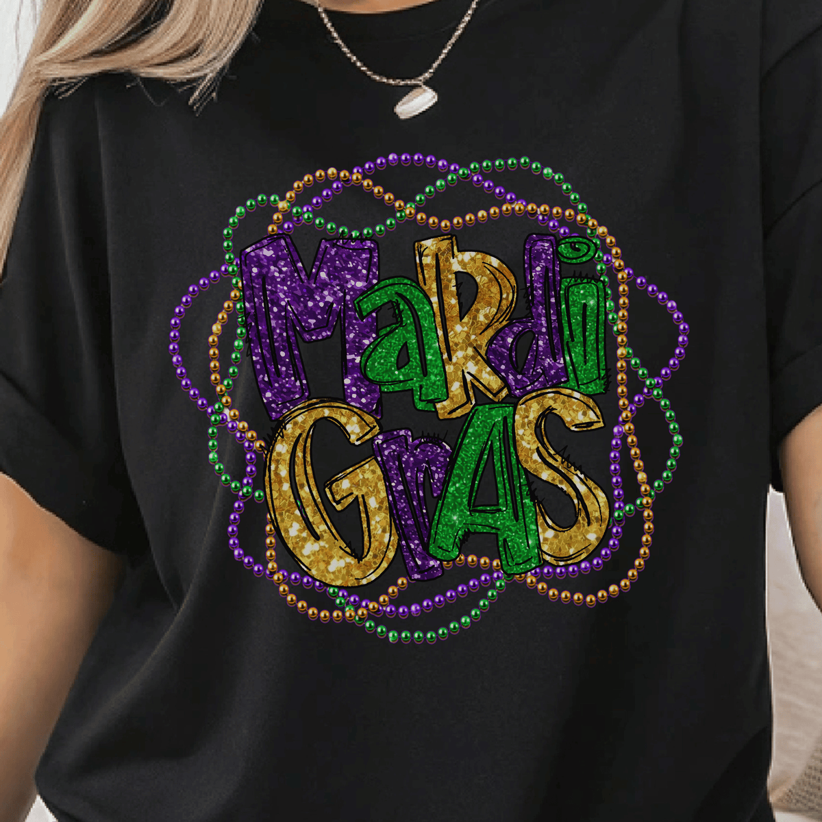 Faux Glitter and Beads Mardi Gras