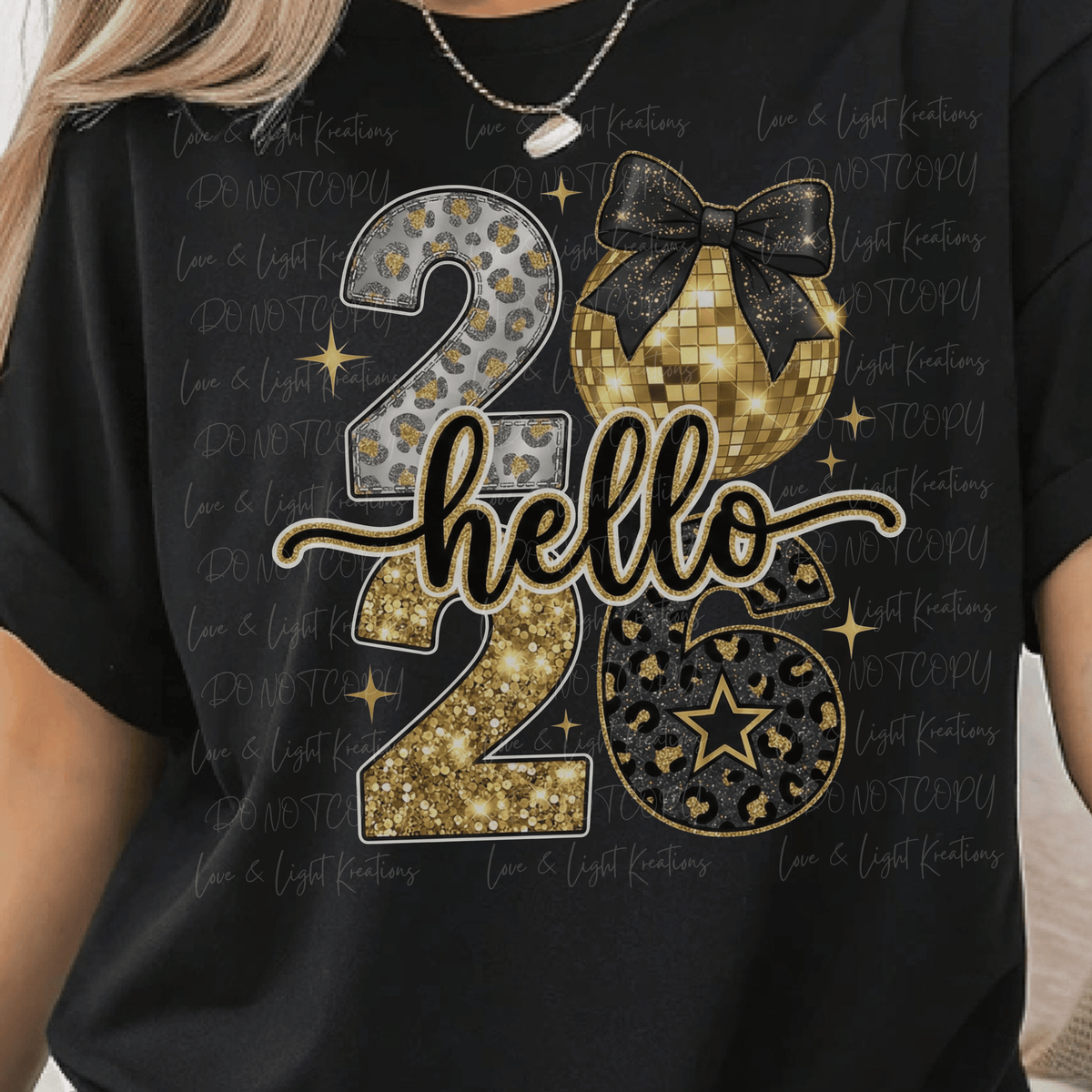 Faux Gold, Black, and Leopard Print 2026 with Disco Ball