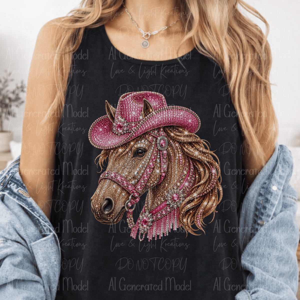 Faux Jeweled Horse with Pink Hat