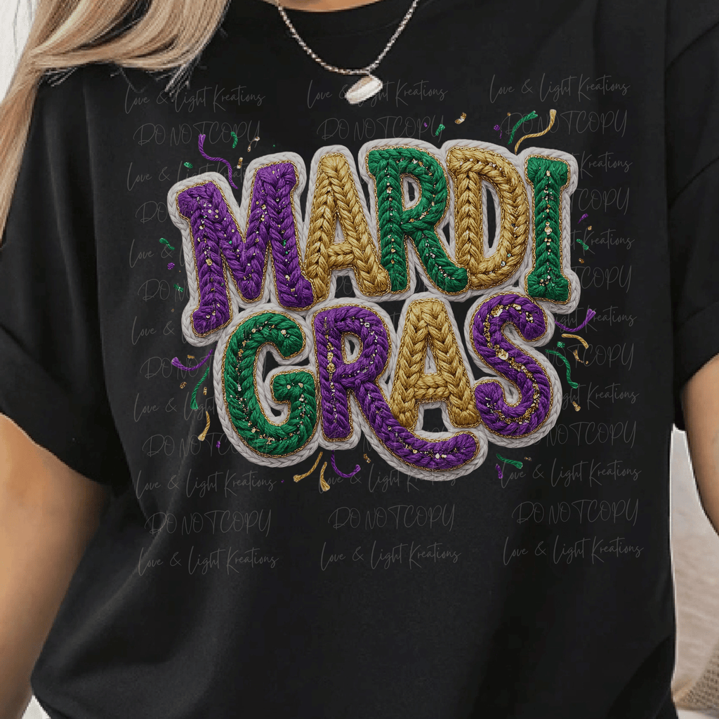 Faux Knit Mardi Gras