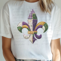 Faux Patchwork Mardi Gras fleur de lis