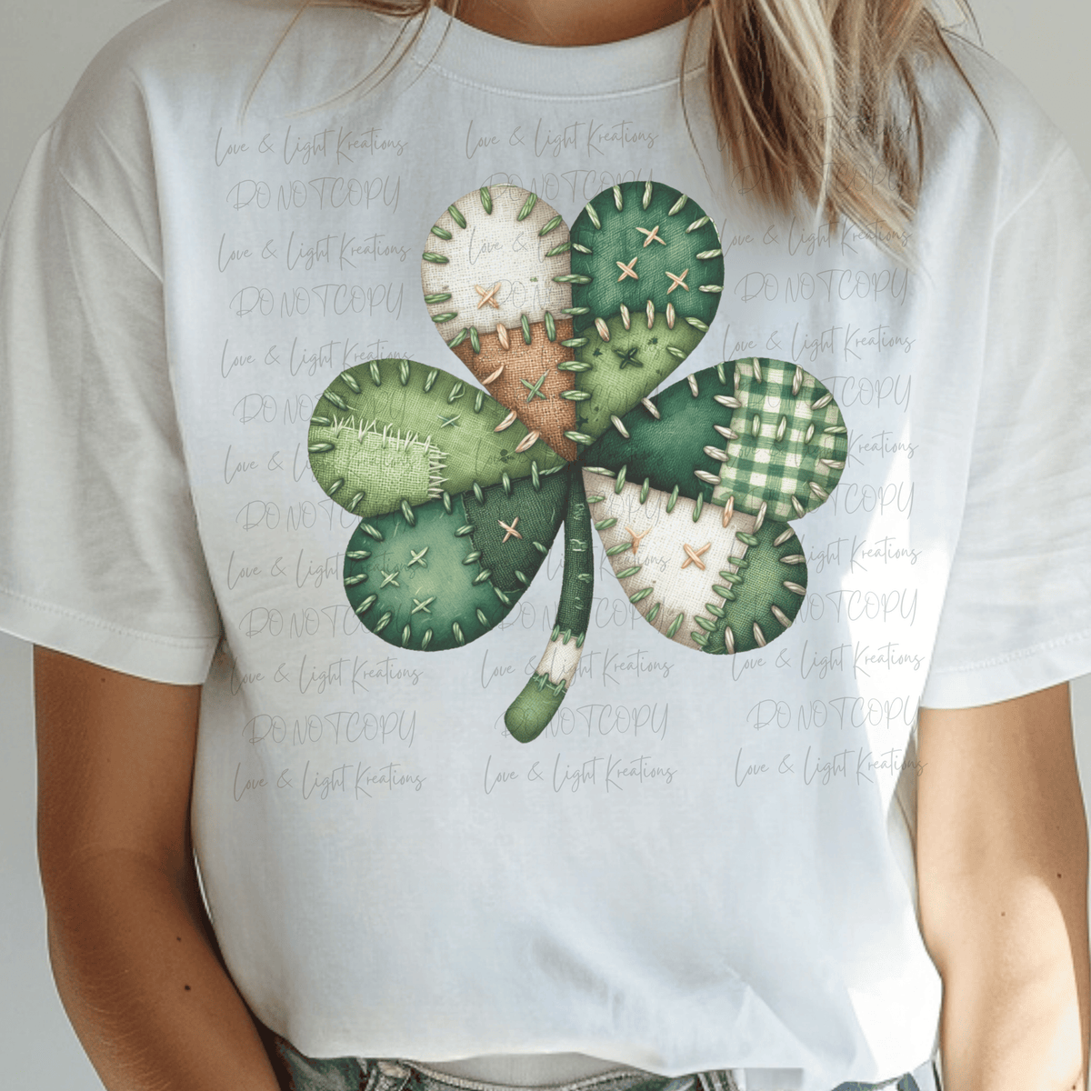 Faux Patchwork Three Leaf Clover
