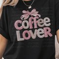 Faux Pink and White Rhinestone Coffee Lover