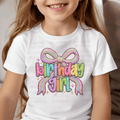 Faux Reinstone Birthday Girl with Coquette Bow