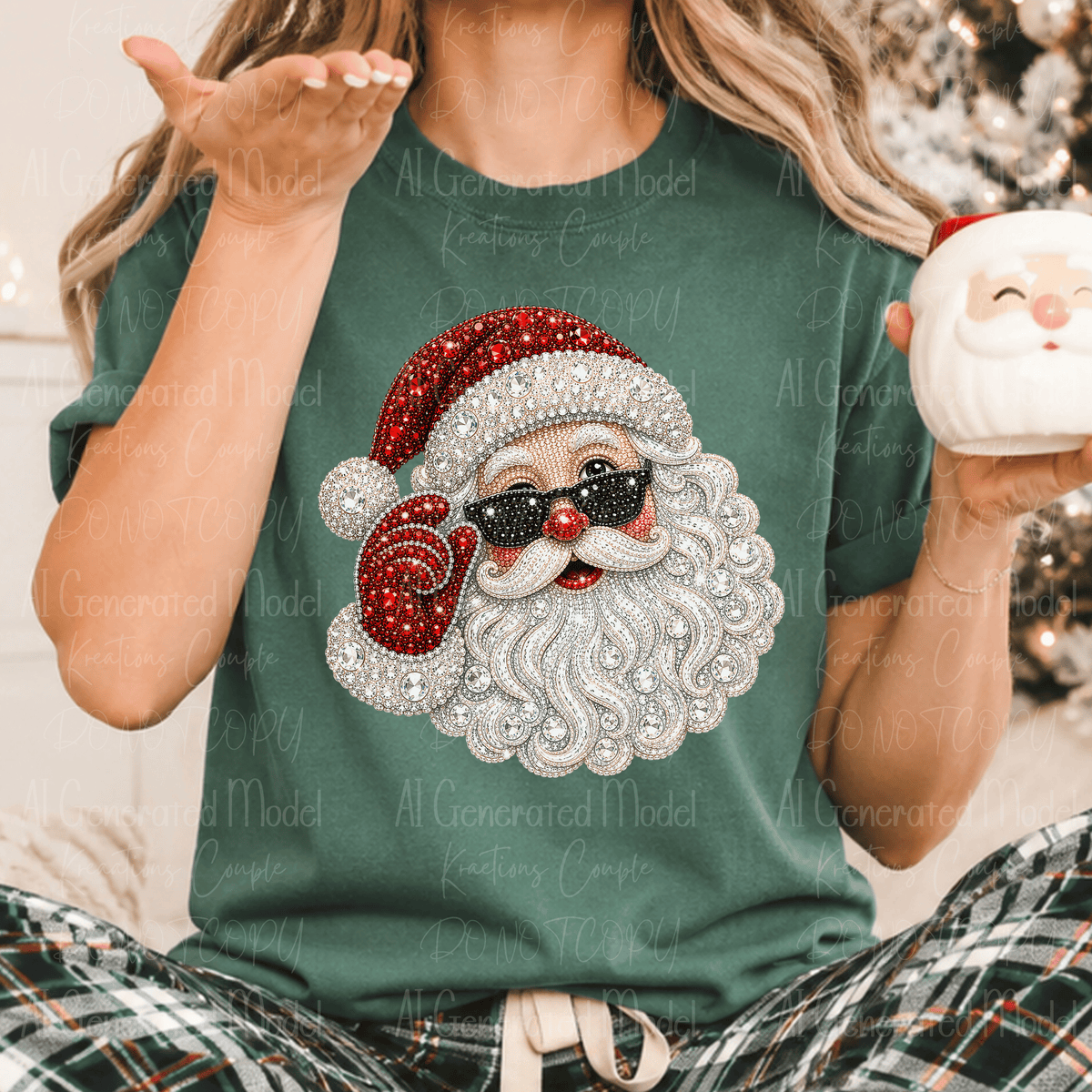 Faux Reinstone Santa with Glasses