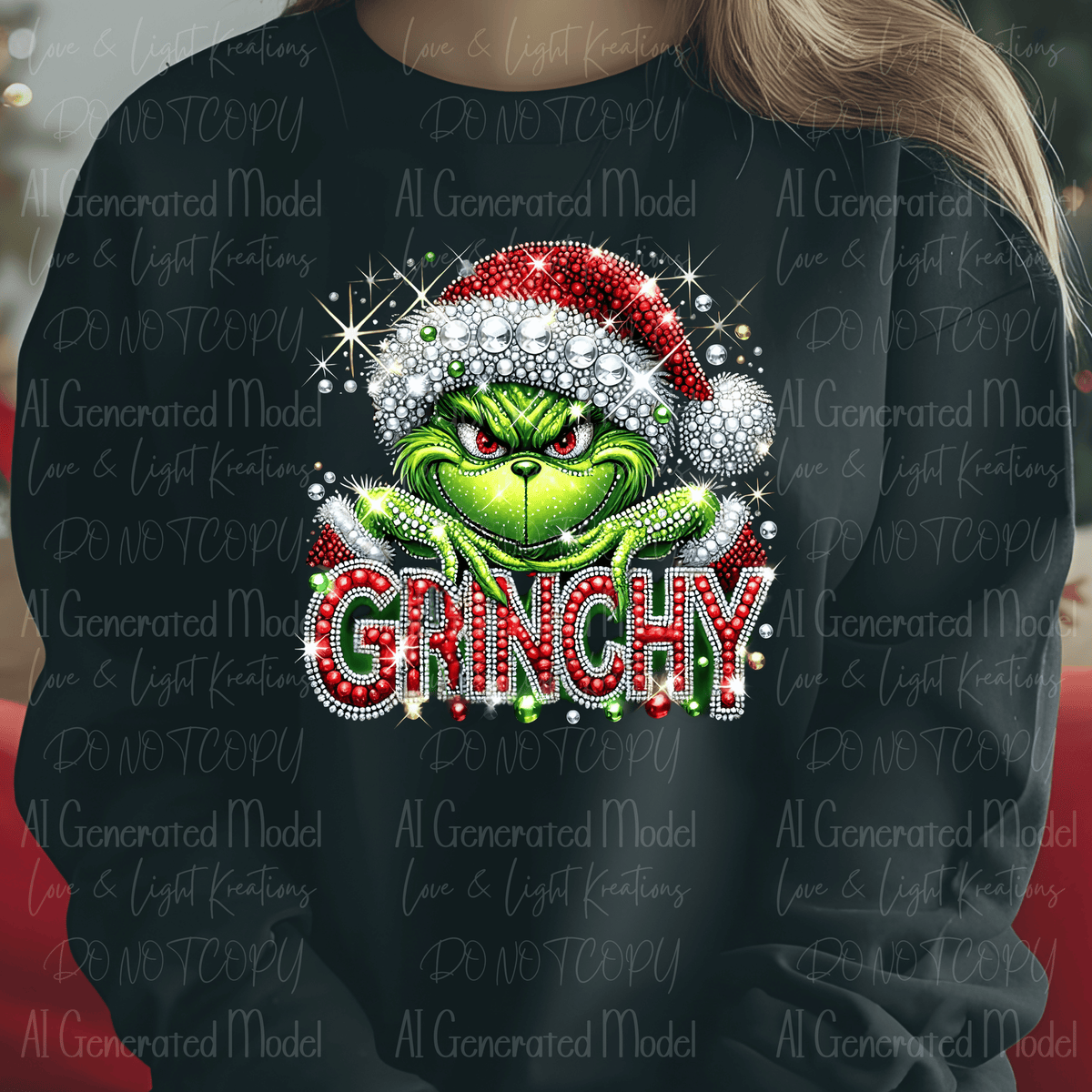Faux Rhinestone Green Christmas Who