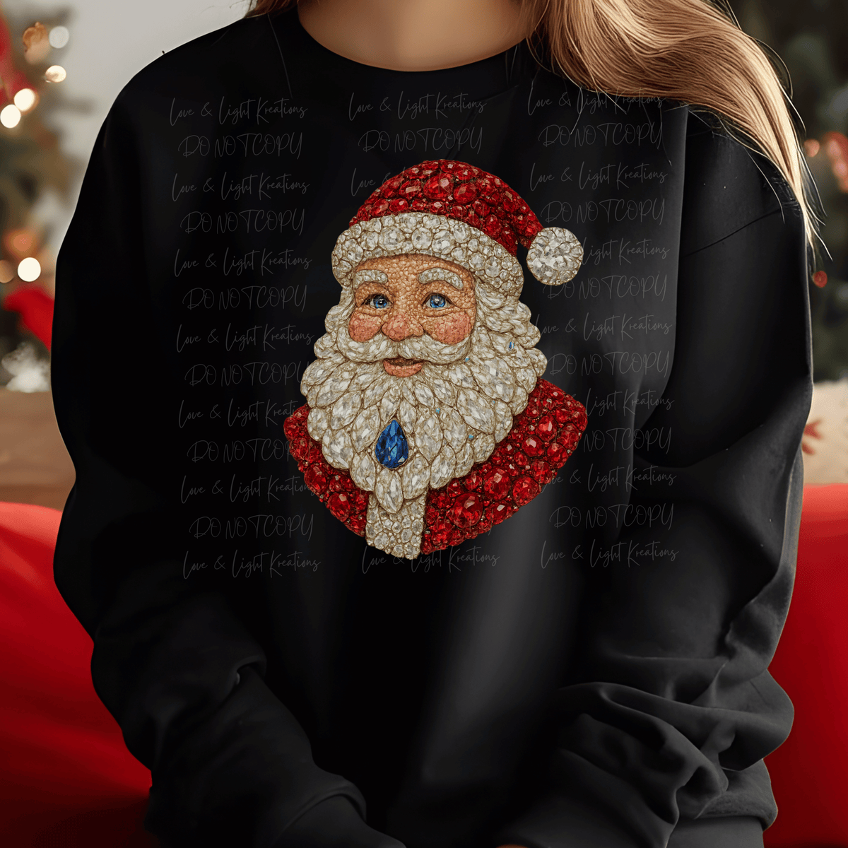 Faux Rhinestone Santa