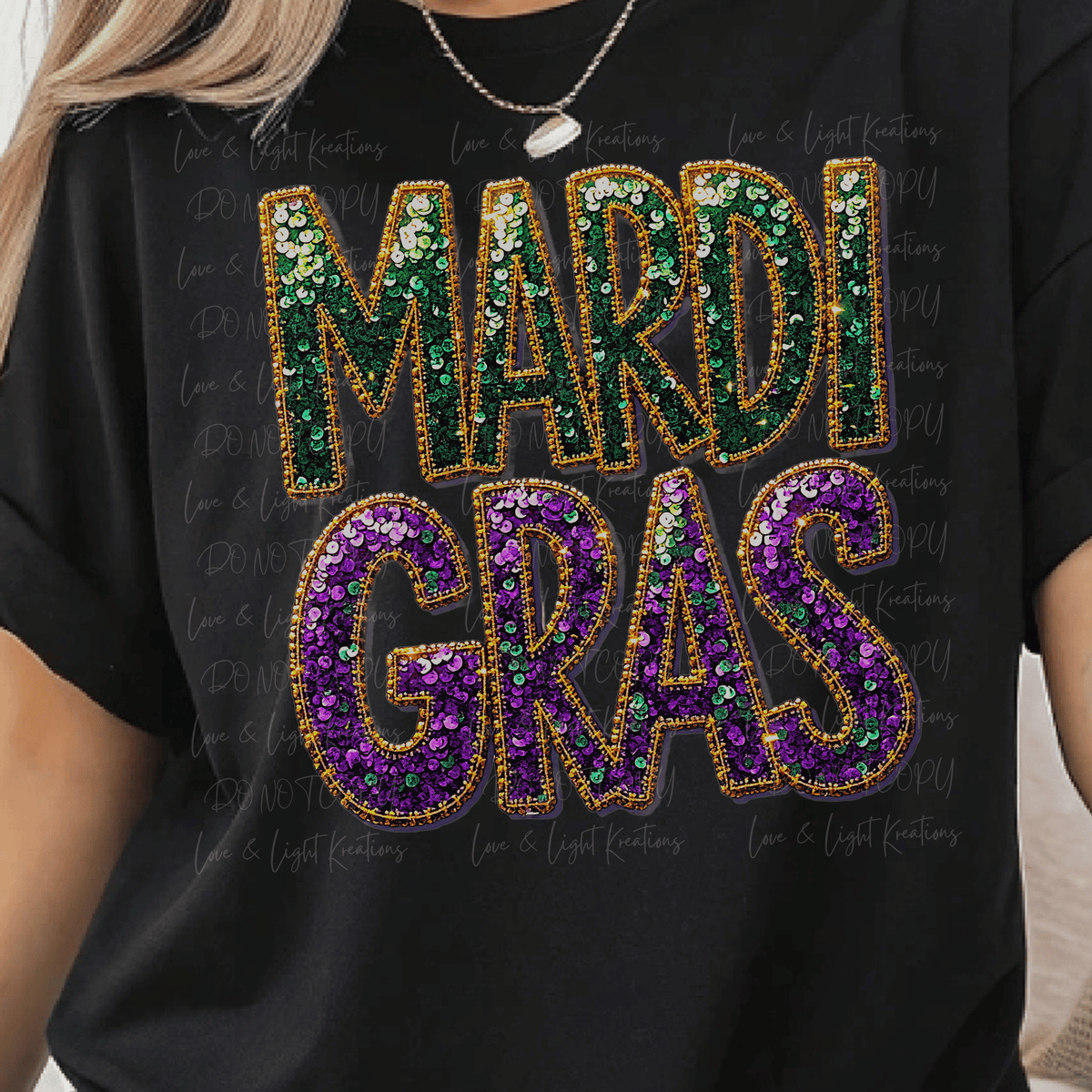 Faux Sequence Mardi Gras Green and Purple