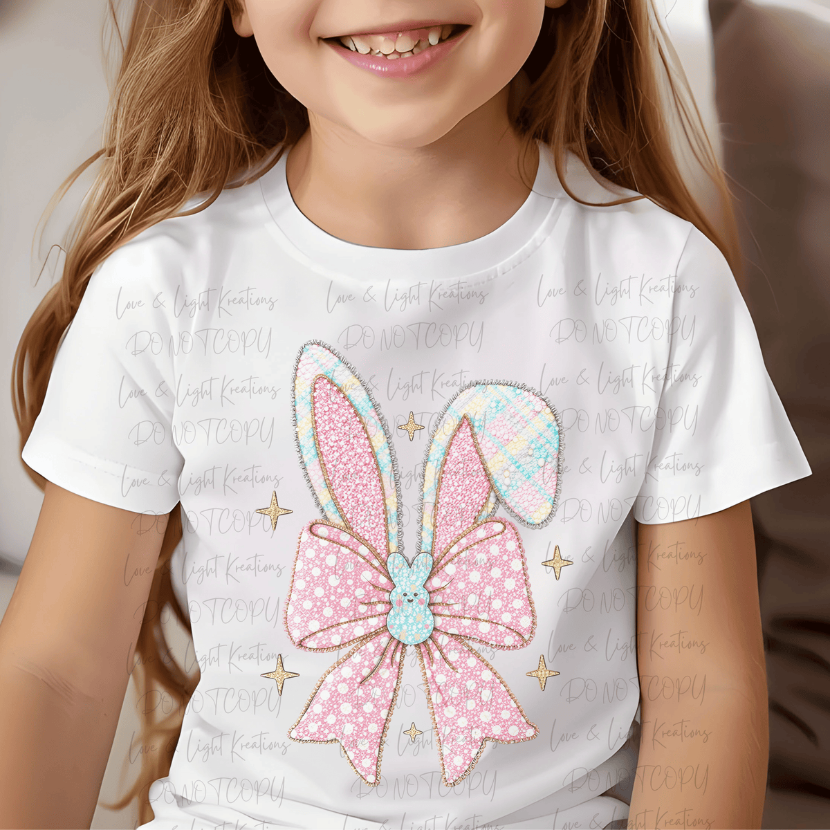 Faux Yarn Easter Bunny Ears with Bow and Marshmallow Bunny