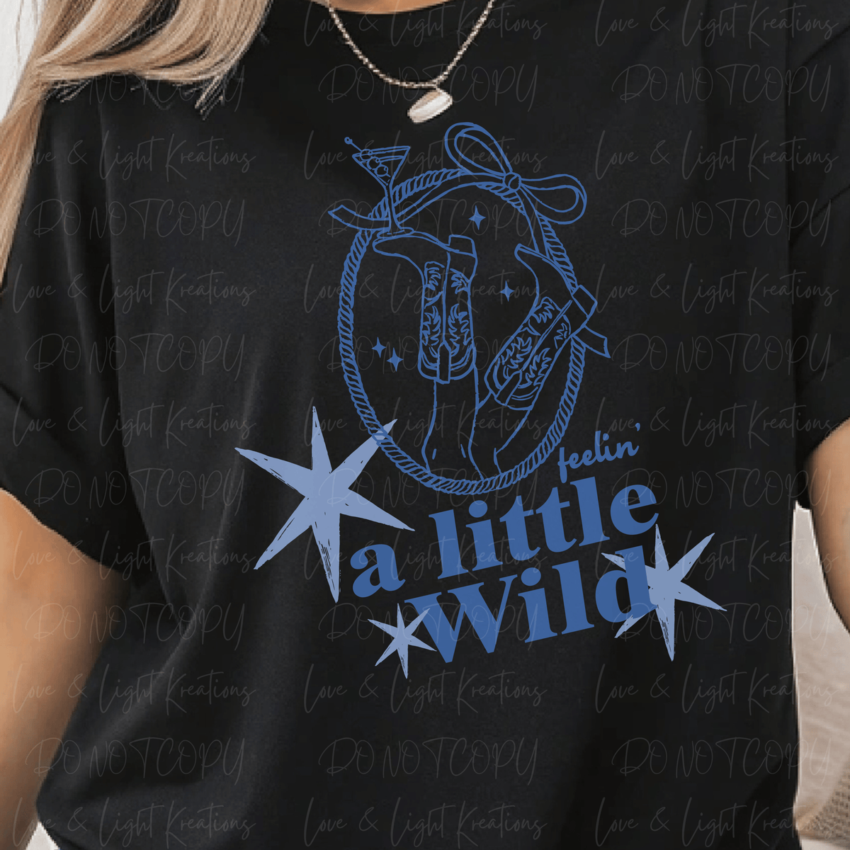 Feelin' a Little Wild Blue Doodle Edgy Western